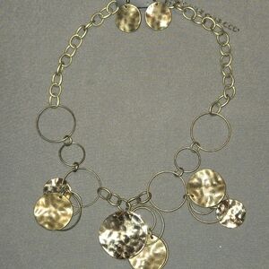Elegant Gold-Tone Circle Necklace and Earring Set
